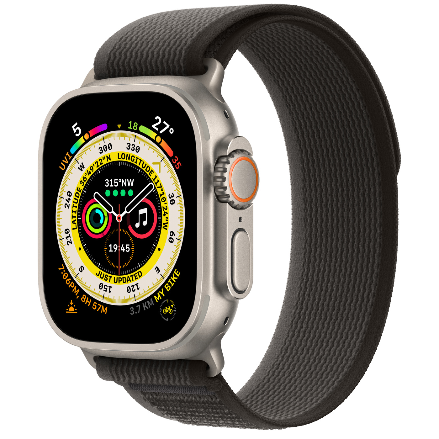 Apple Watch Series 8 Ultra Titanium Case 49mm With Black & Grey Trail Loop