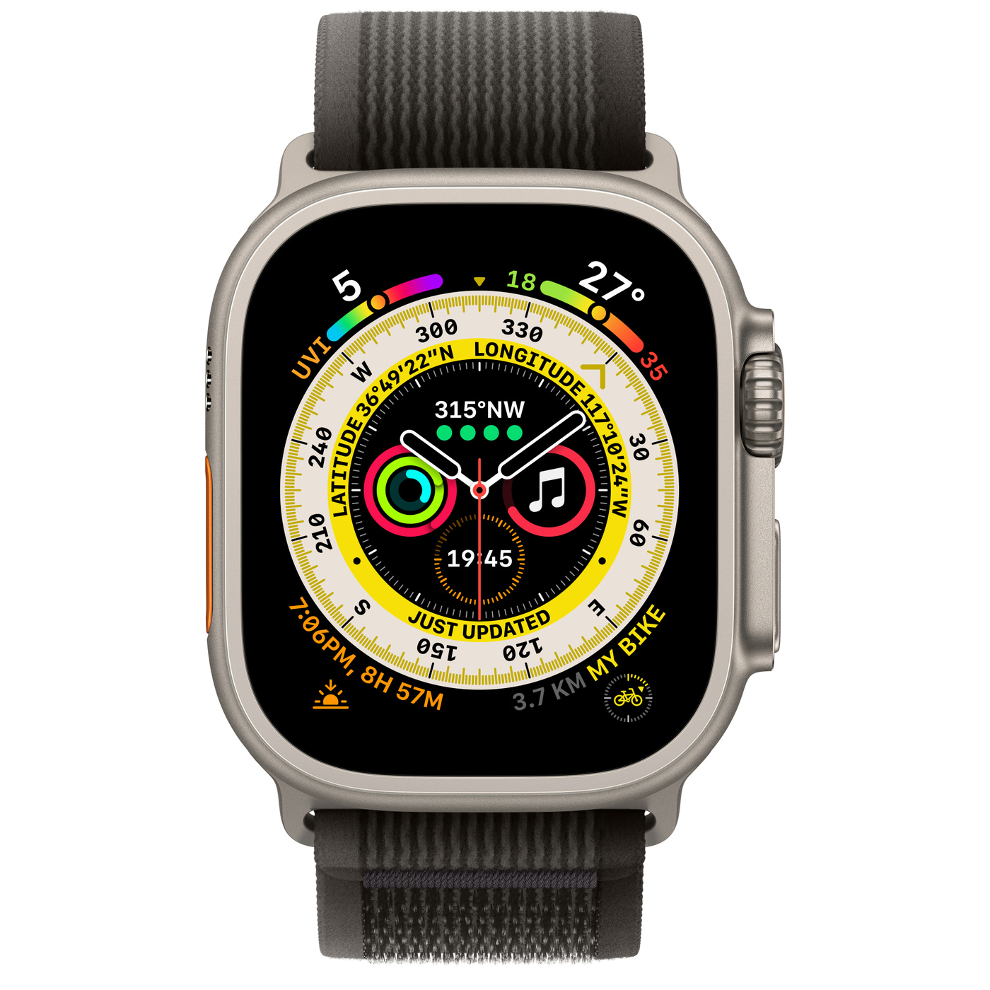 Apple Watch Series 8 Ultra Titanium Case 49mm With Black & Grey Trail Loop (2)