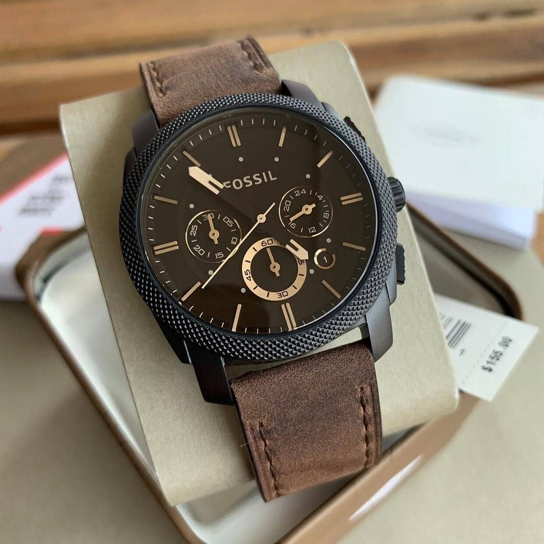 first copy FOSSIL FS4656 MENS LEATHER CHRONO WATCH