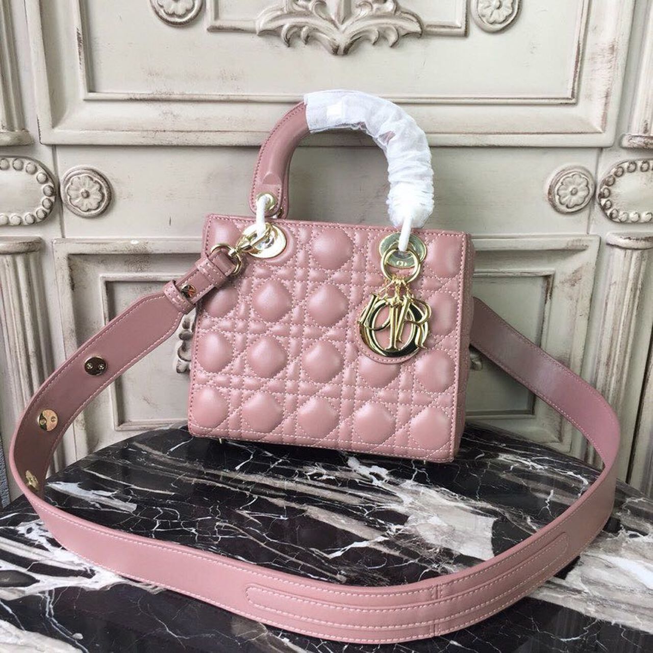 first copy Christian Dior Mini Lady Dior Bag "Dusty Pink"