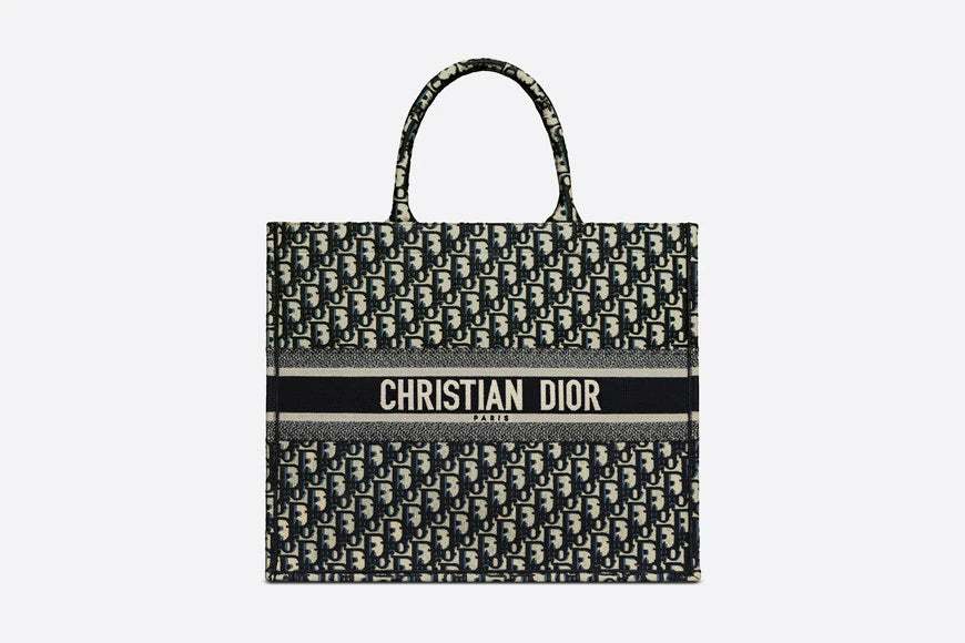 first copy DIOR BOOK TOTE Blue Dior Oblique Embroidery bag