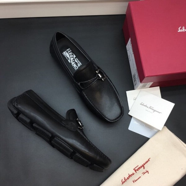 First Copy Ferragamo Leather Black Premium Loafer