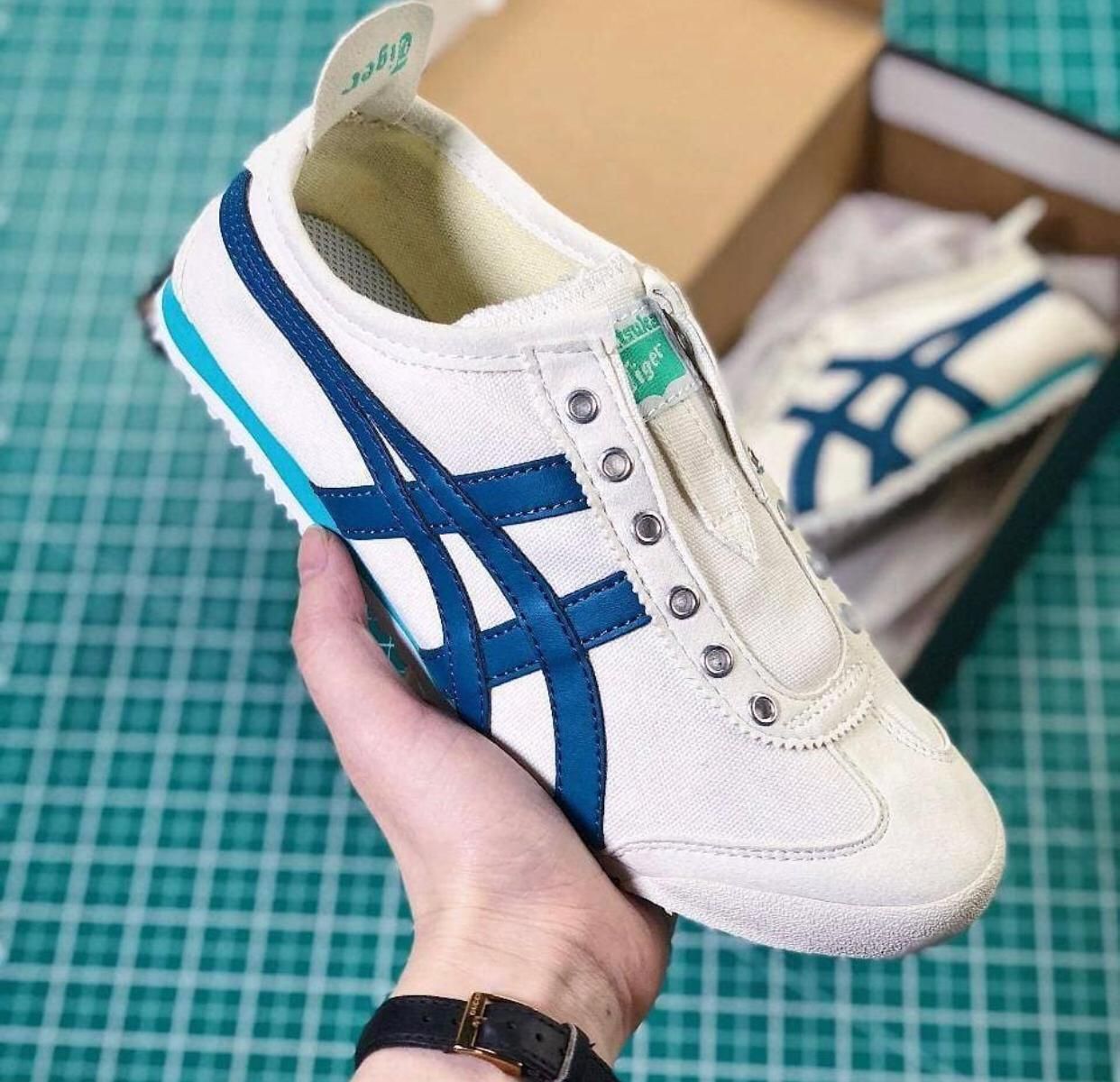 First Copy Onitsuka Tiger 66 Slip On “White/Green/Blue”