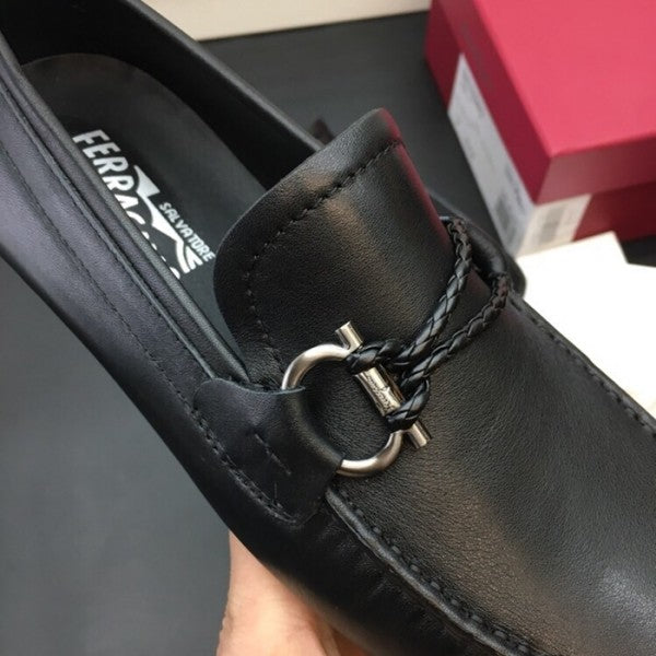 First Copy Ferragamo Leather Black Premium Loafer