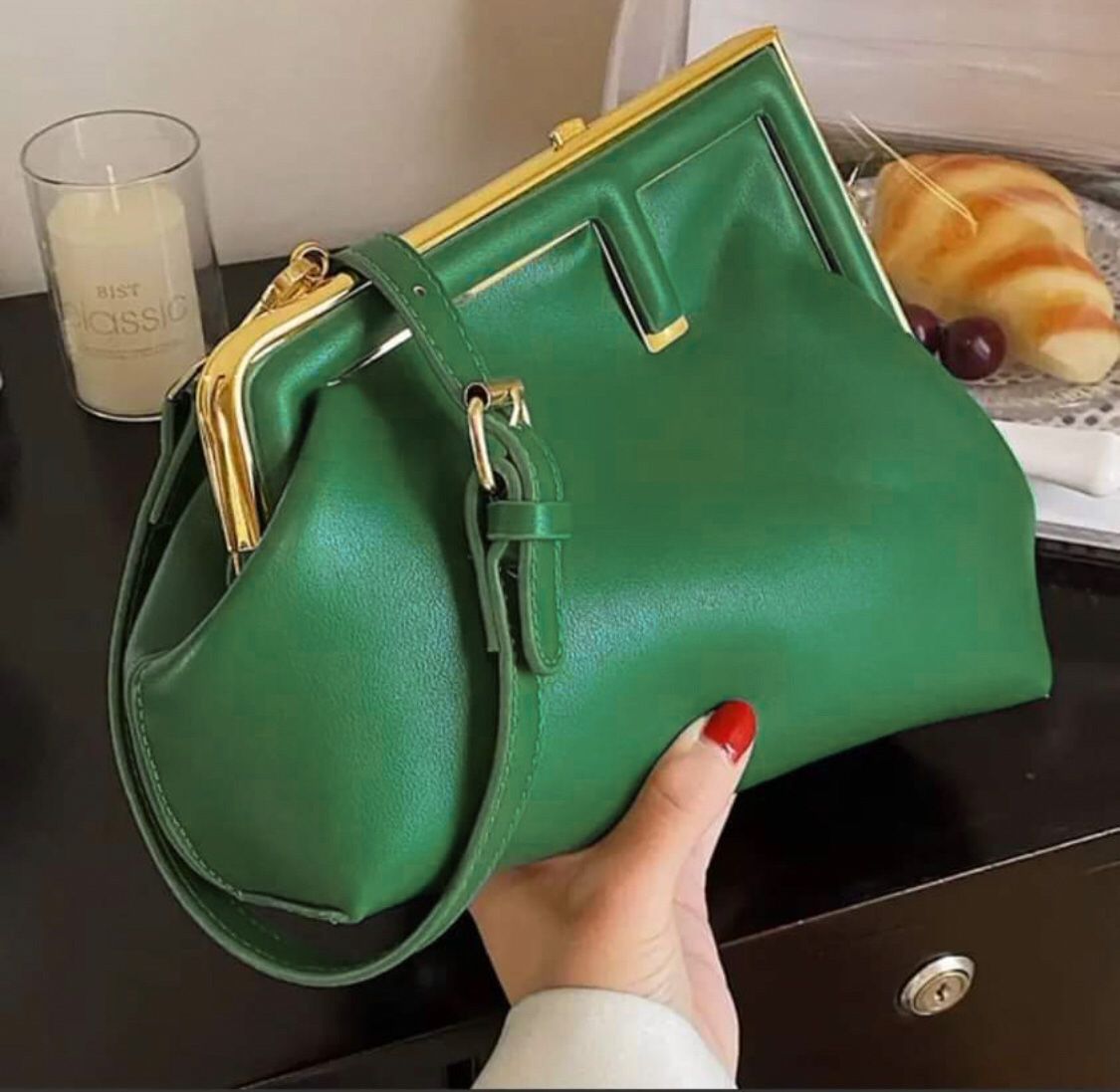 first copy Fendi First "Clutch Green" With Box Womens Handbag