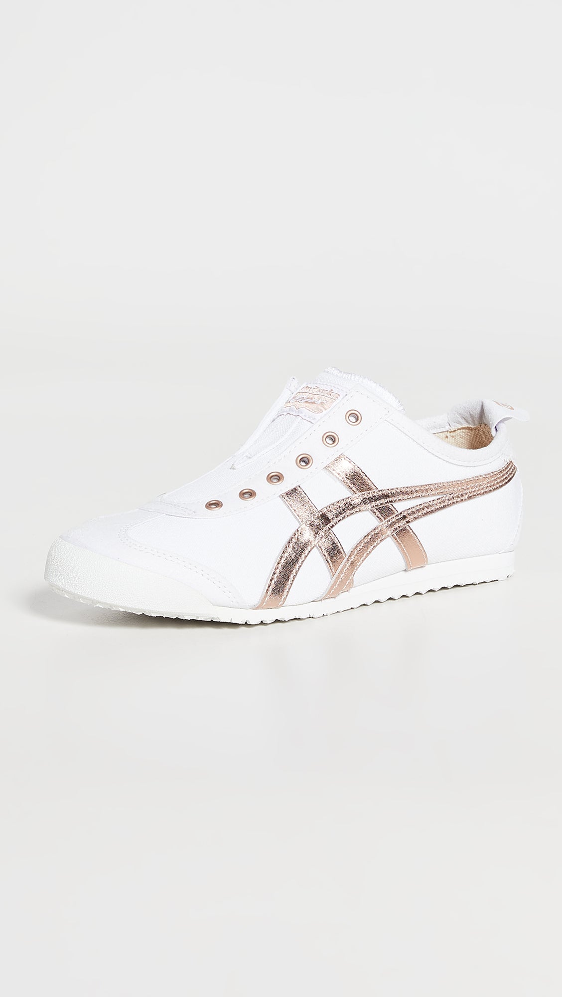 First Copy Onitsuka Tiger Mexico 66 Slip On Sneakers (White/Rose Gold)